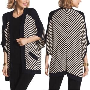 Chico's Travelers Collection‎ Stripped Open-Front Cardigan Gold Shimmer Medium
